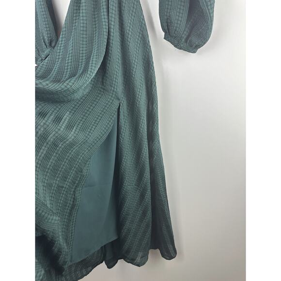 Madewell Long Sleeve Cutout Midi Dress Smoky Spruce Green Black Women's Medium - Picture 14 of 16